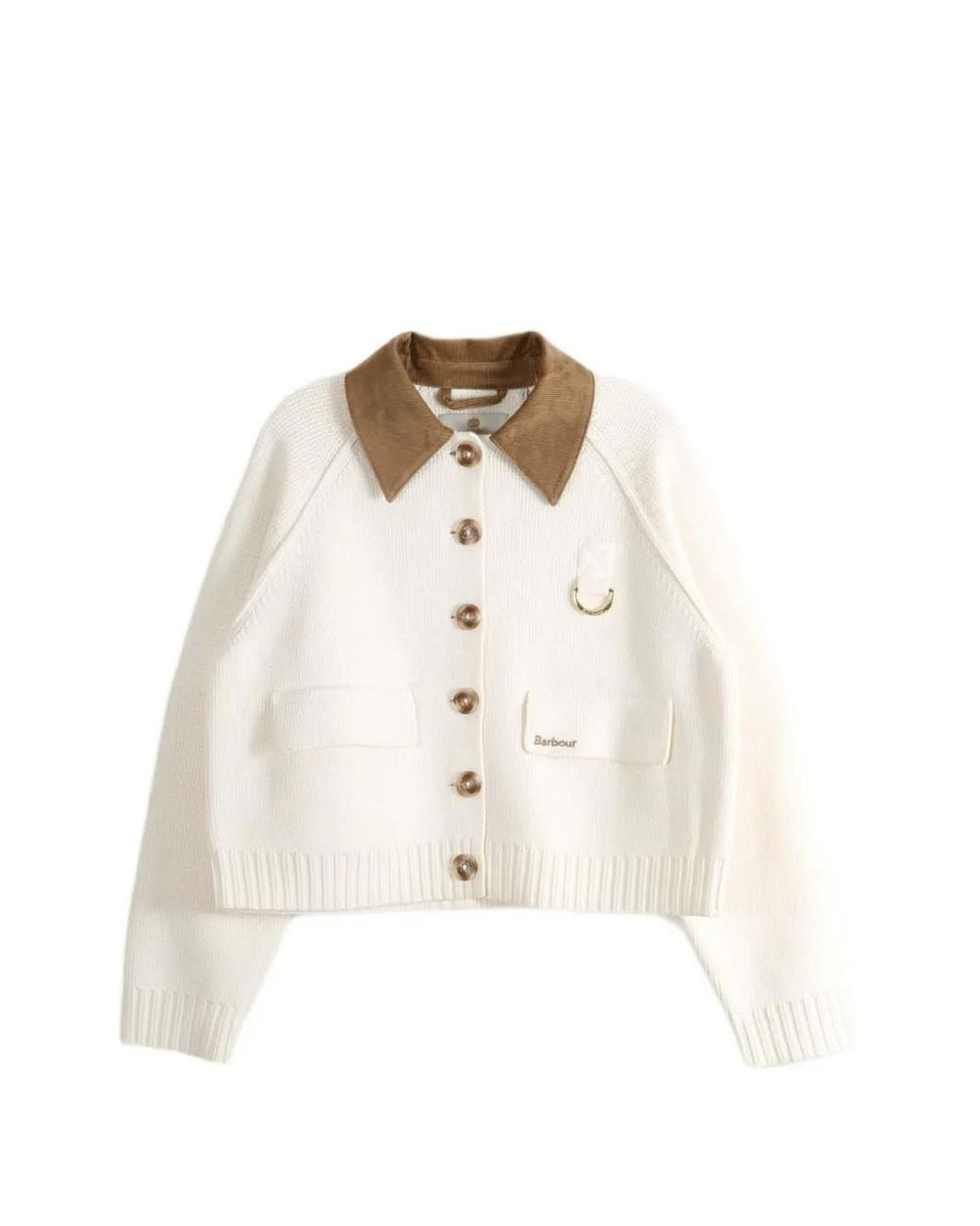 Barbour White Cardigan Alverstone En Maille