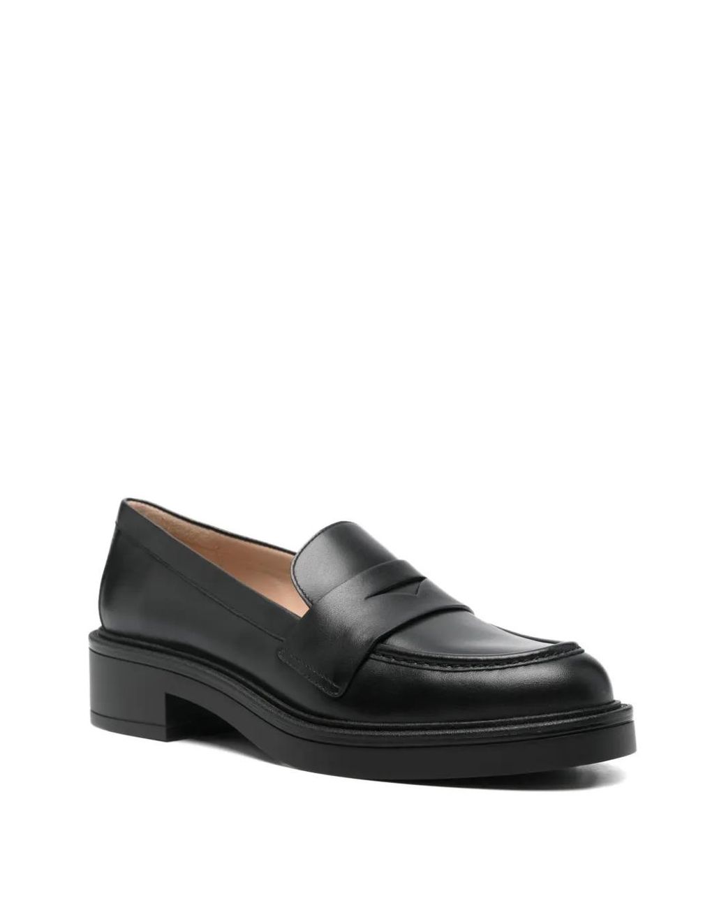 Stuart Weitzman Black Penny Leather Loafers