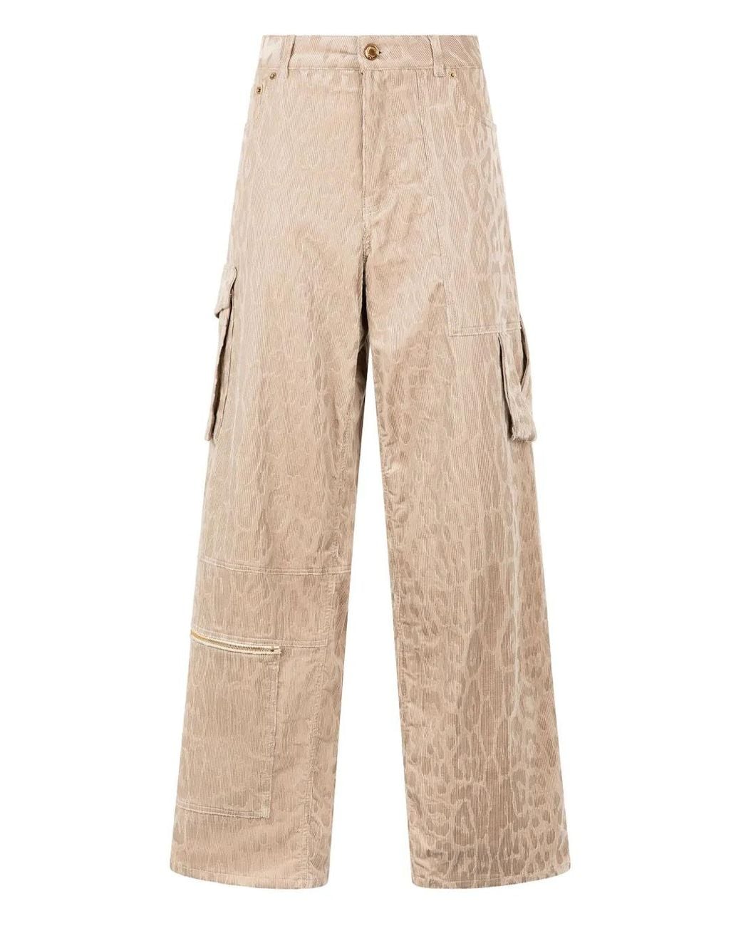 Roberto Cavalli Natural Jaguar-Print Cargo Pants