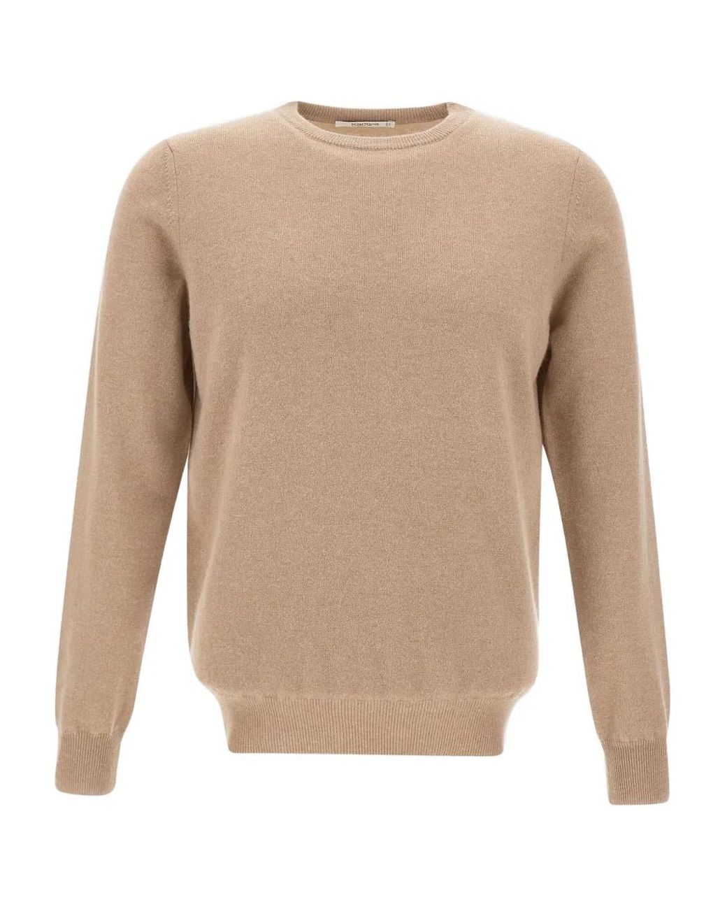 Kangra White Ribbed Crew-Neck Cashmere Sweater for men