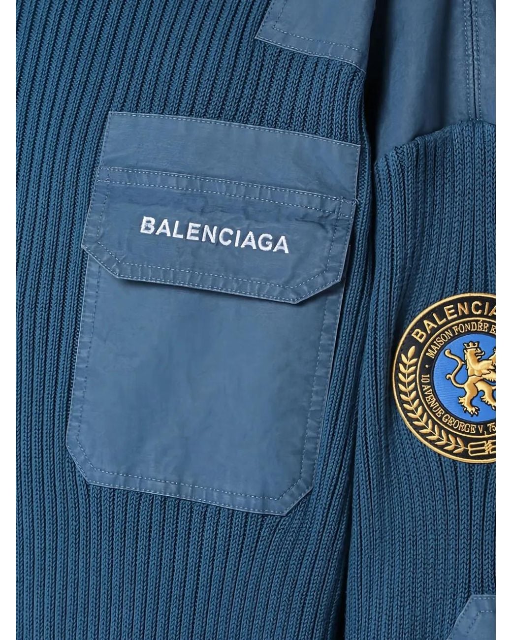 Balenciaga Blue Military Sweater for men