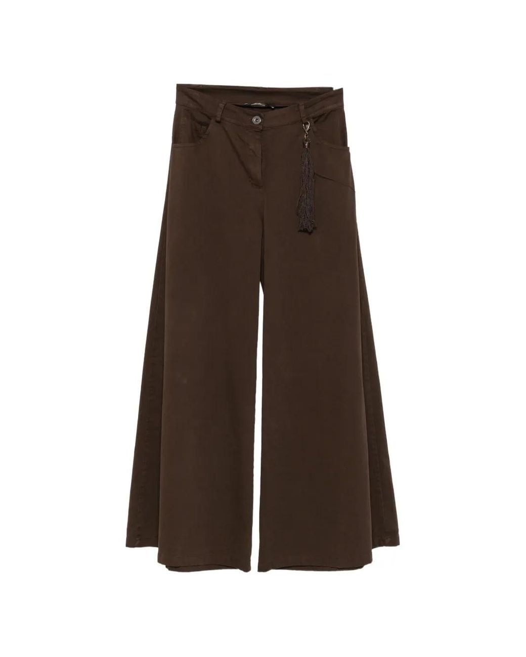 PHILIA LOFT Brown Tassel-Detail Palazzo Pants