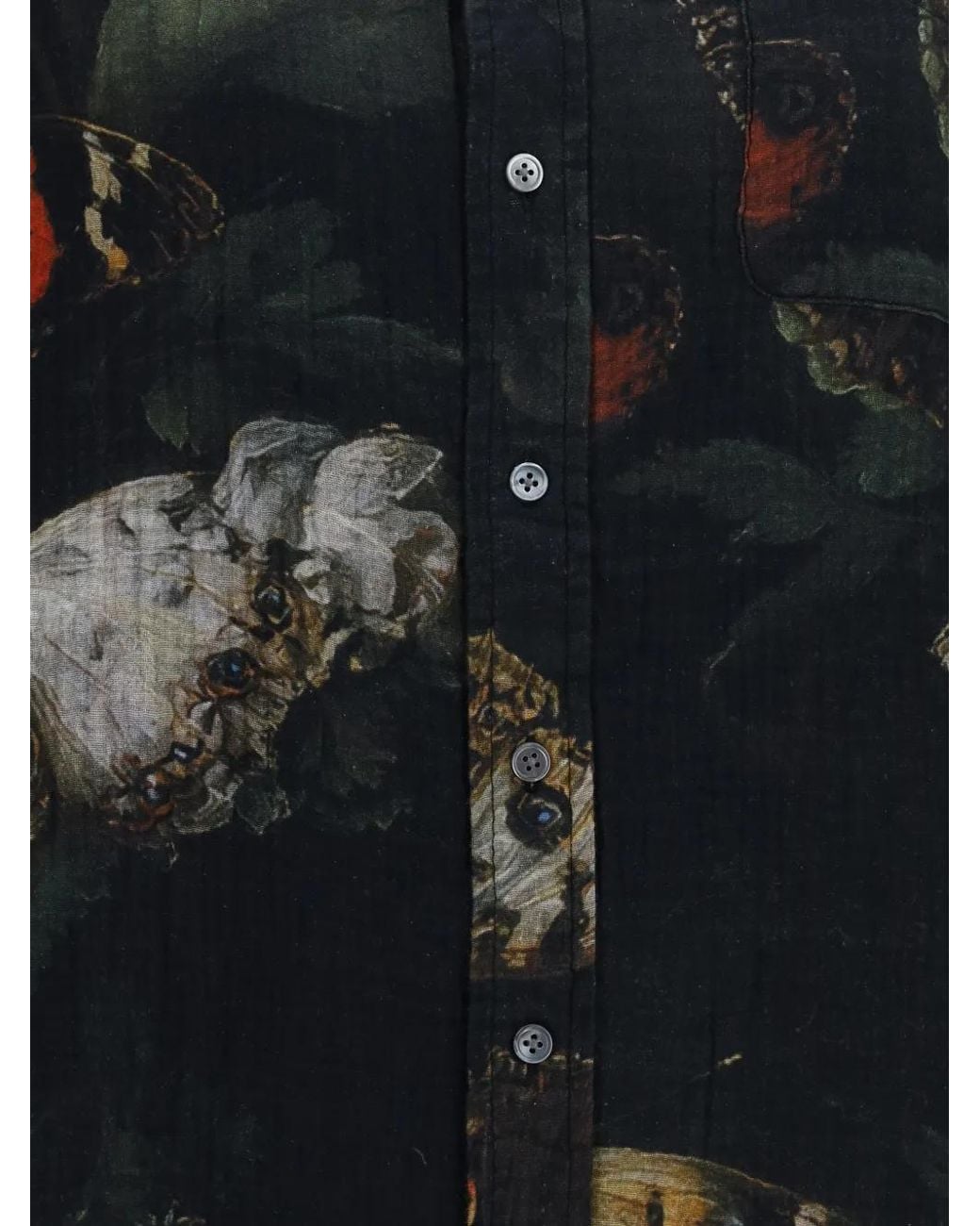 R13 Black Butterfly-Print Frayed Shirt