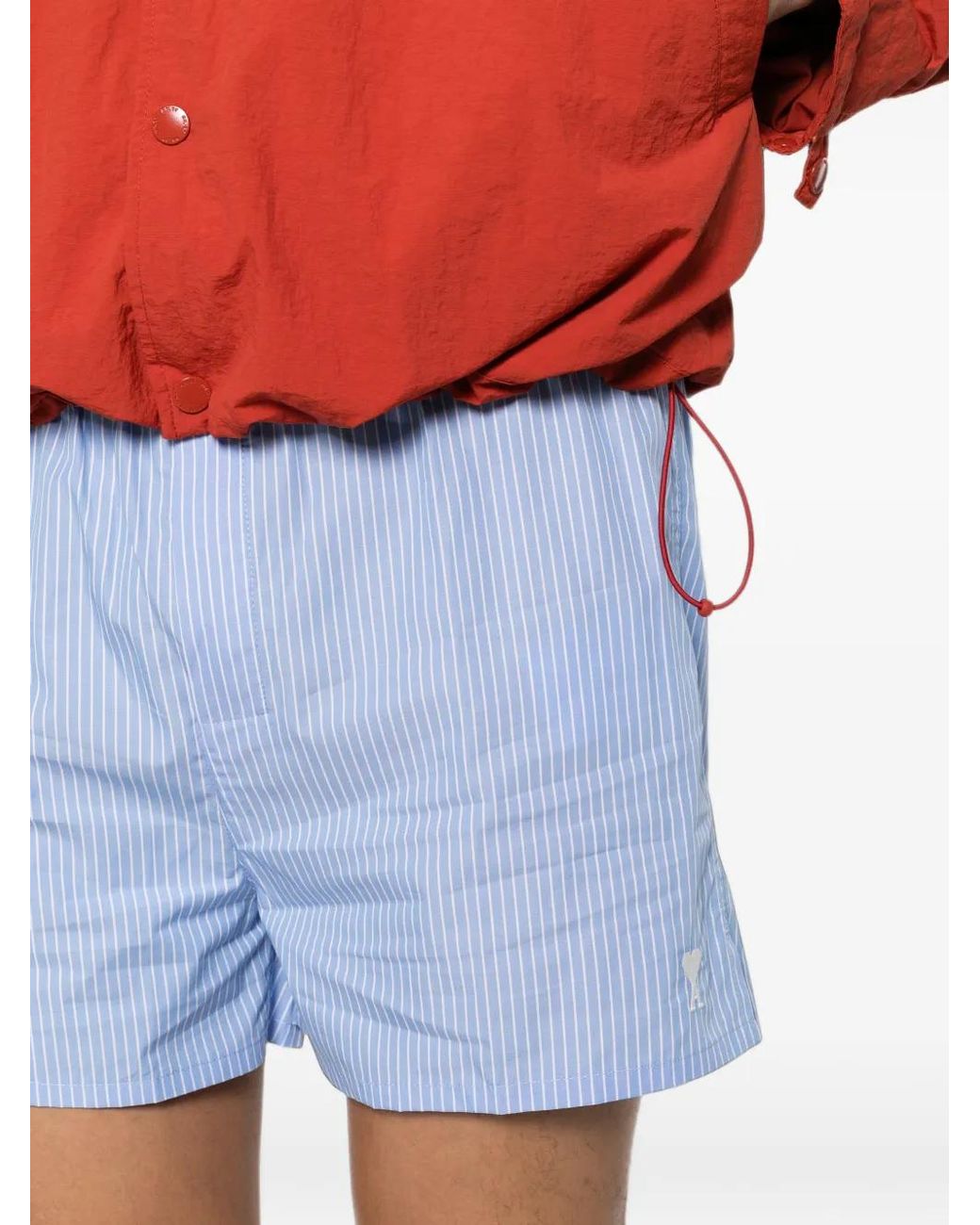 AMI Blue Striped Elasticated Shorts for men