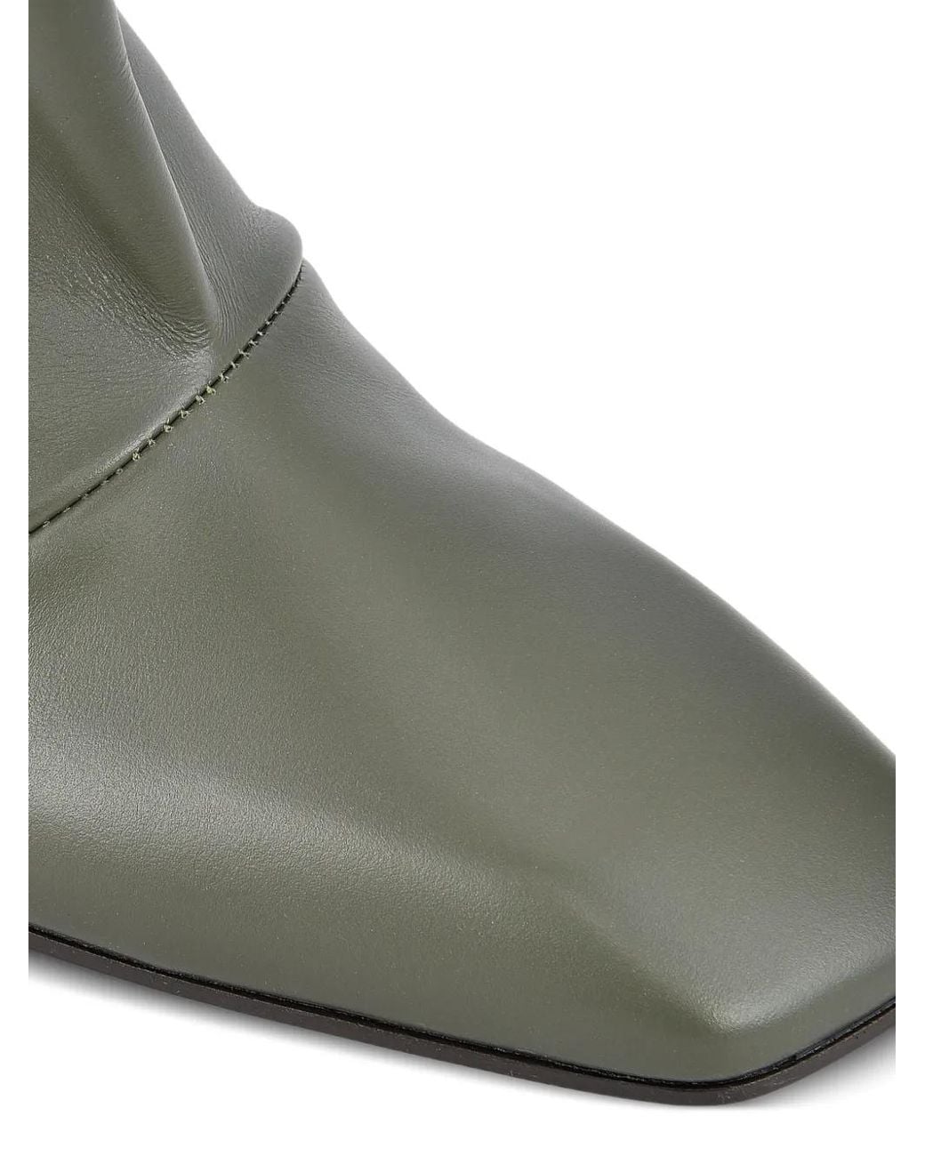 Vicini Gray Square-Toe Tube Leather Knee-High Boots