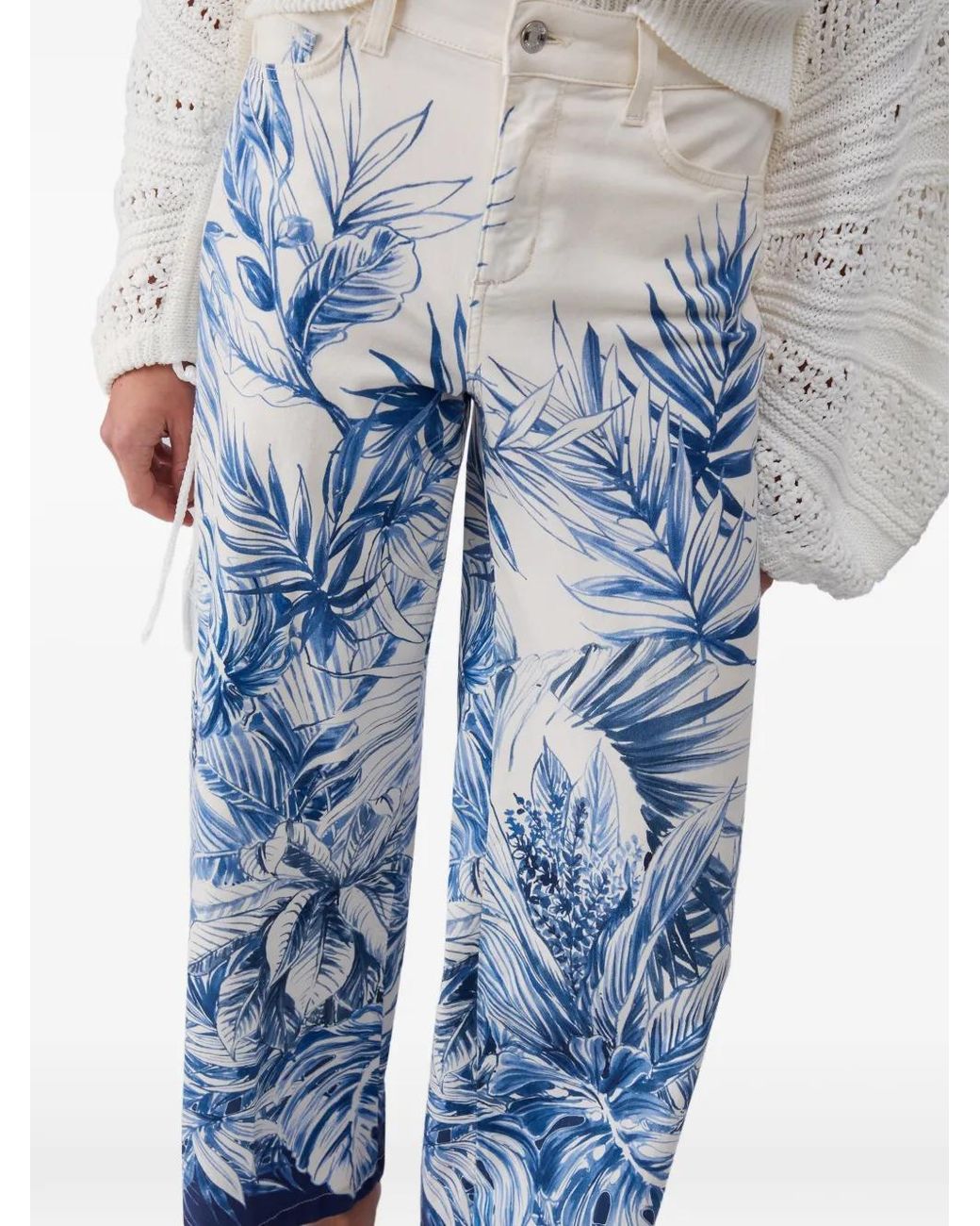 Liu Jo Blue Flared Printed Trousers