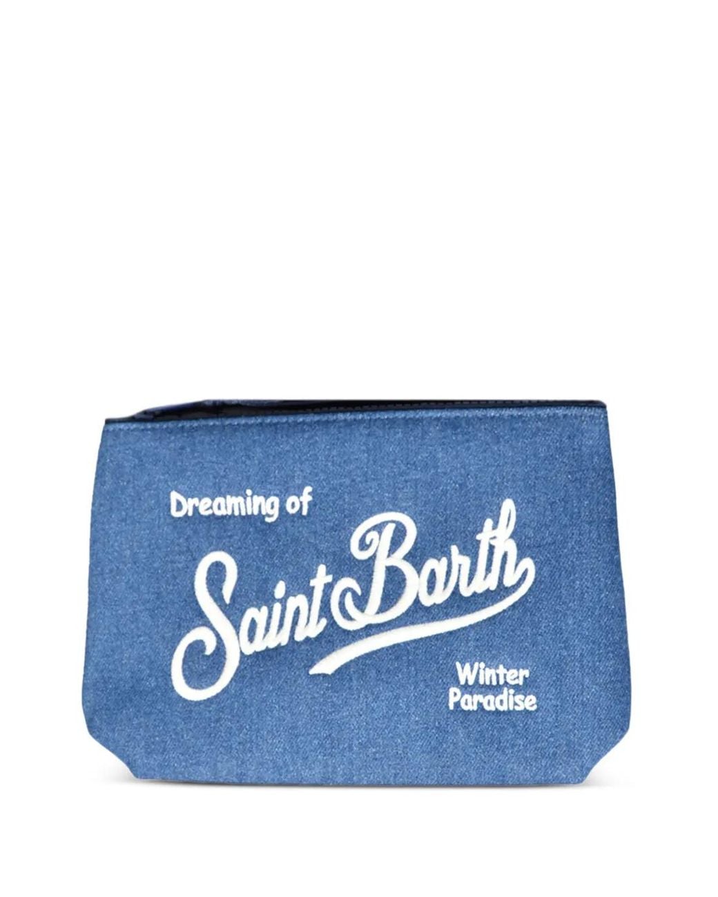 Mc2 Saint Barth Blue Aline Logo-Embroidered Clutch Bag for men