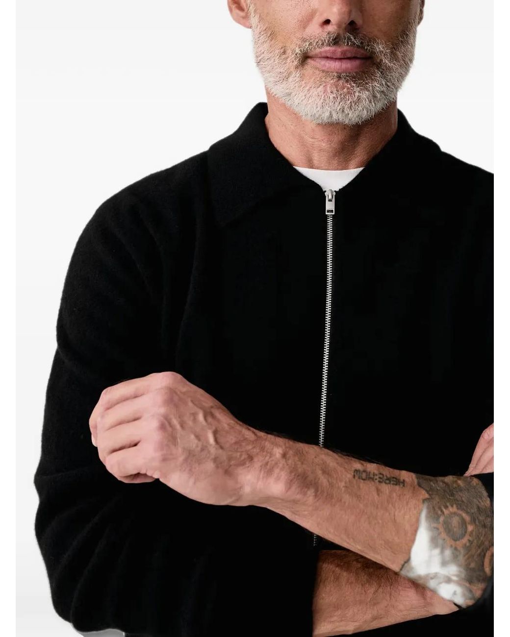 Lindbergh Black Cardigan Zippé À Col Italien for men