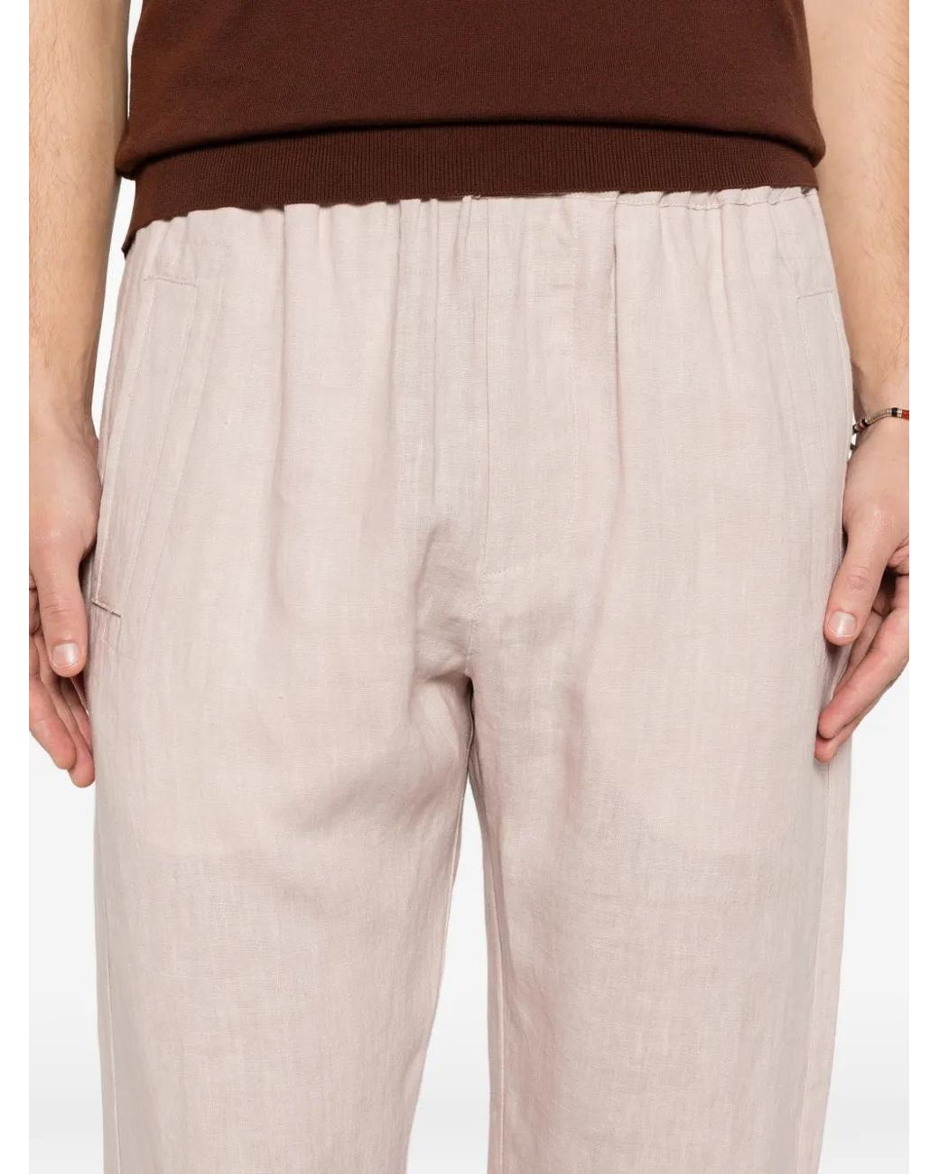 Eleventy White Elasticated-Waist Trousers for men