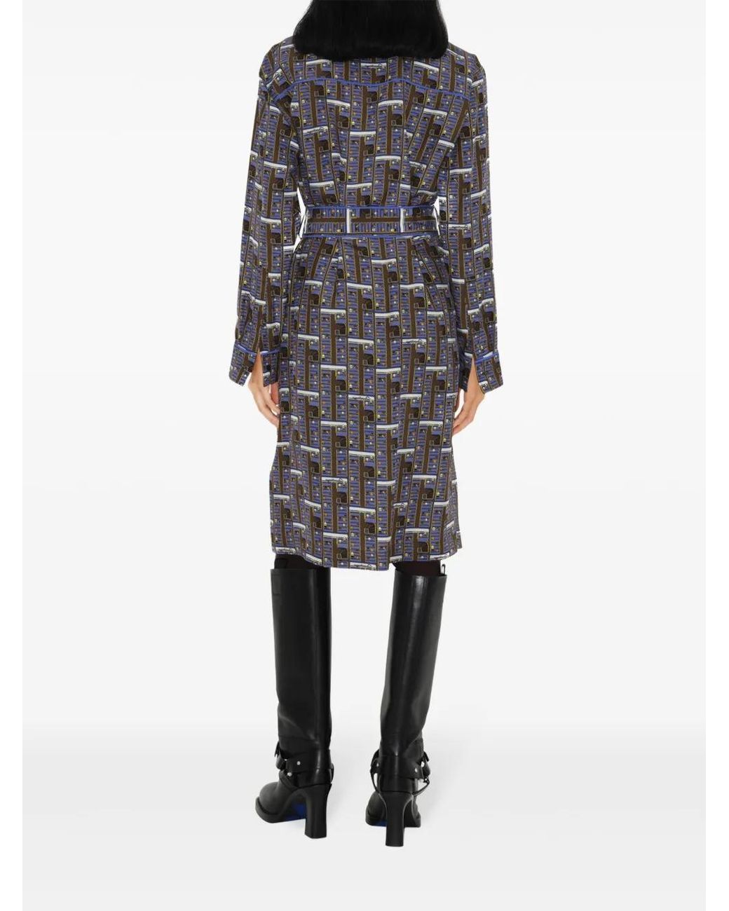 Burberry Gray Bus Silk Shirt Dress