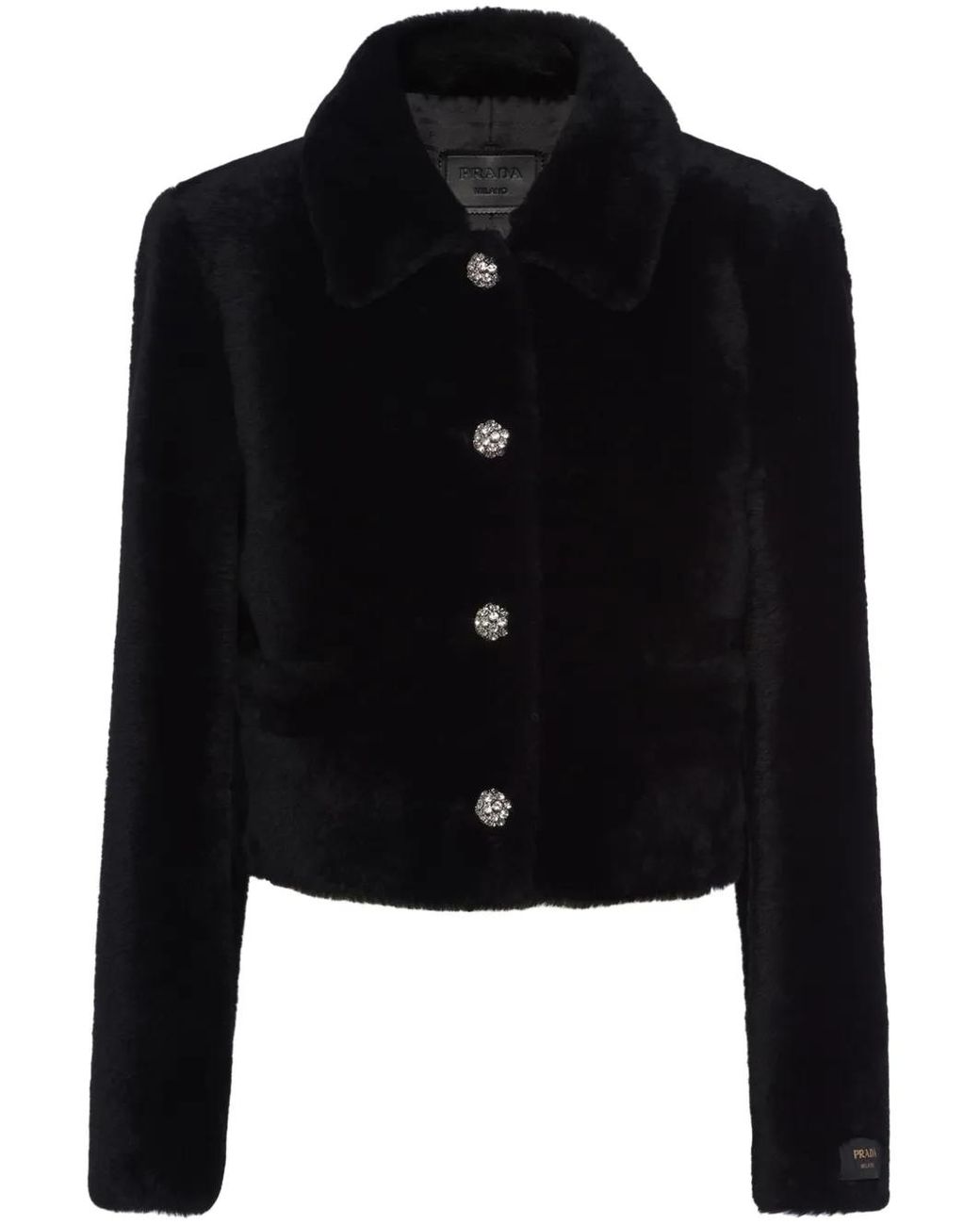 Prada Black Cropped Shearling Jacket
