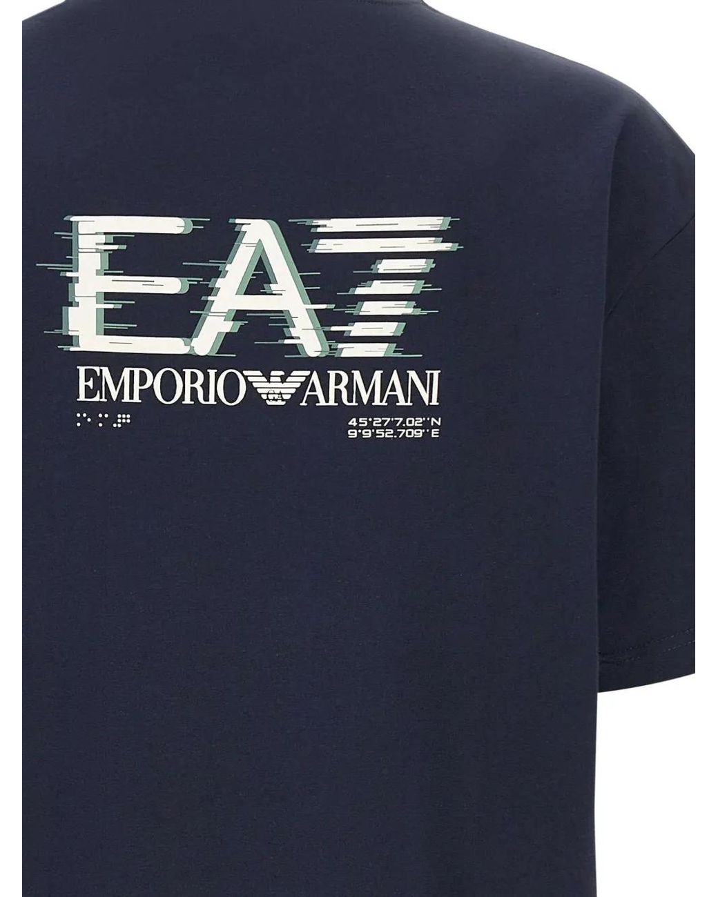 EA7 Blue Visibility Cotton Jersey T-Shirt for men