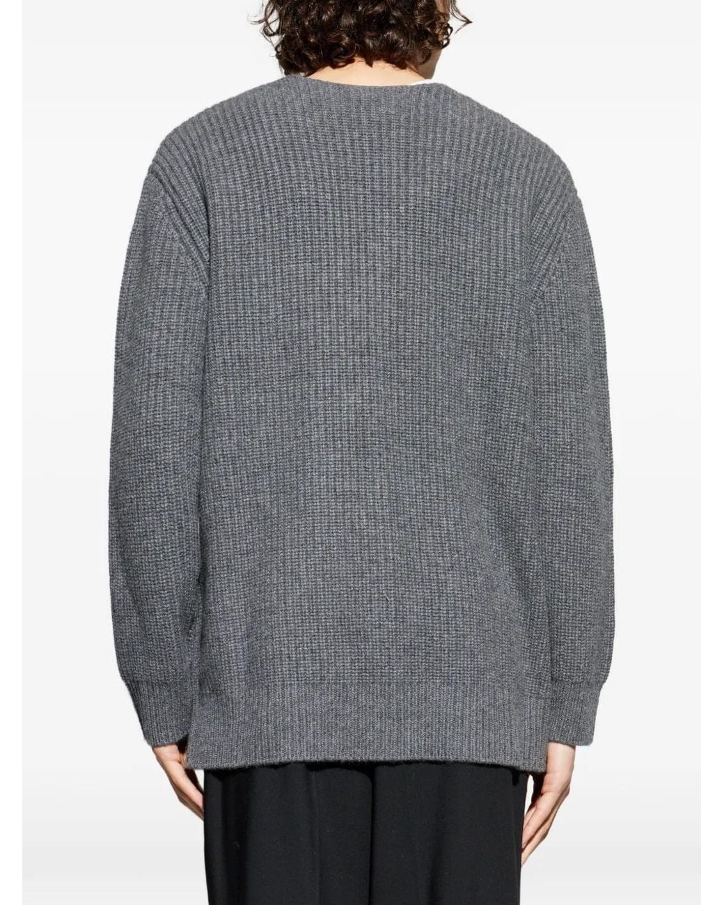 Lisa Yang Gray Leander Ribbed Button Cardigan for men