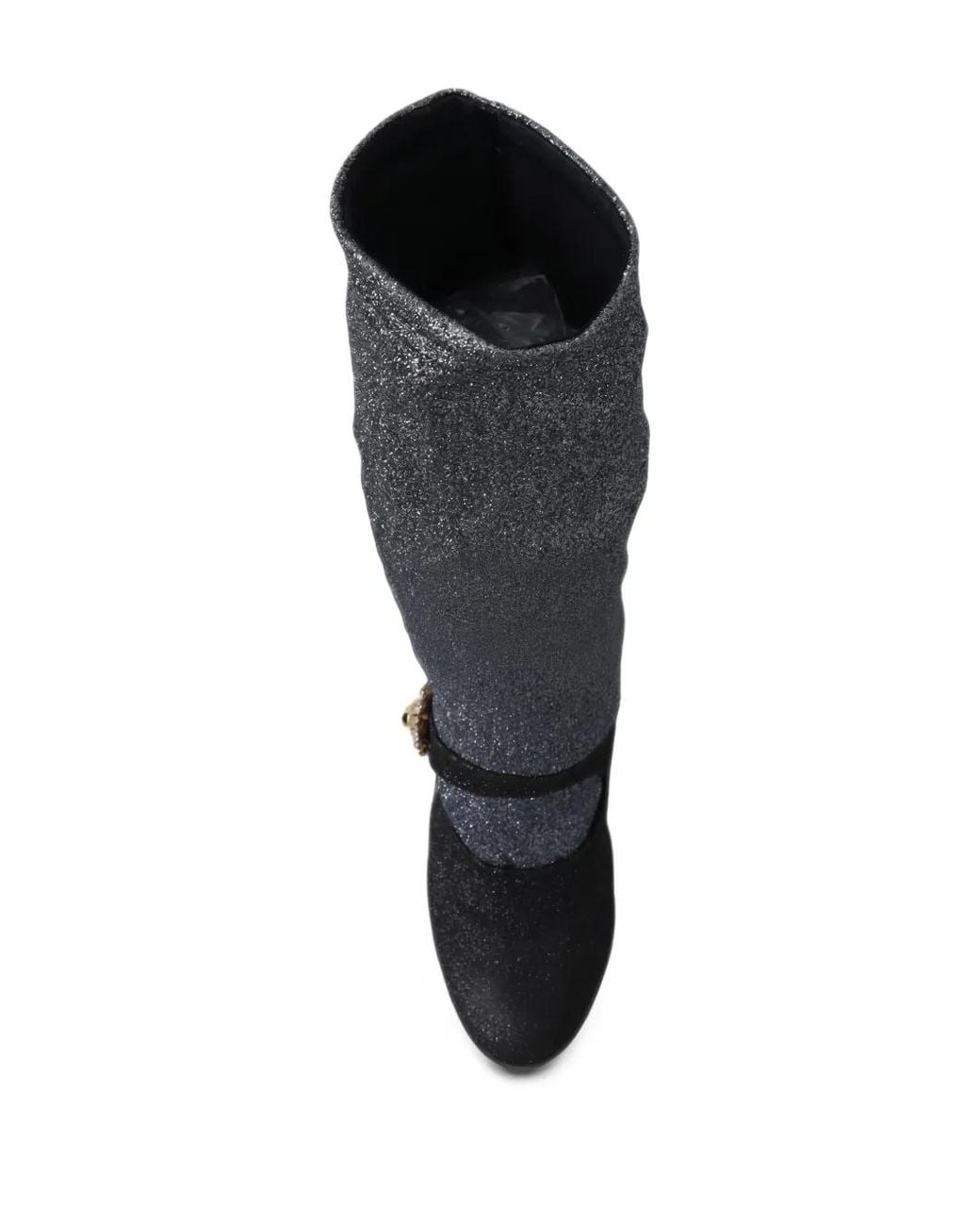 Dolce & Gabbana Black Glitter-Effect Crystal-Embellished Boots