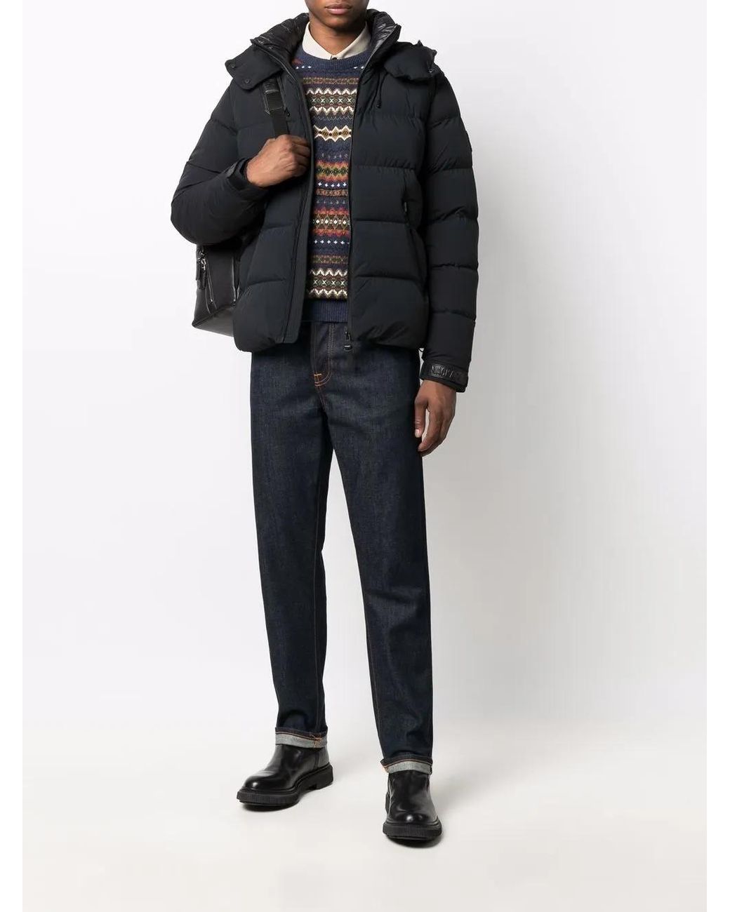 Mackage Black Hooded Feather-Down Padded Jacket for men