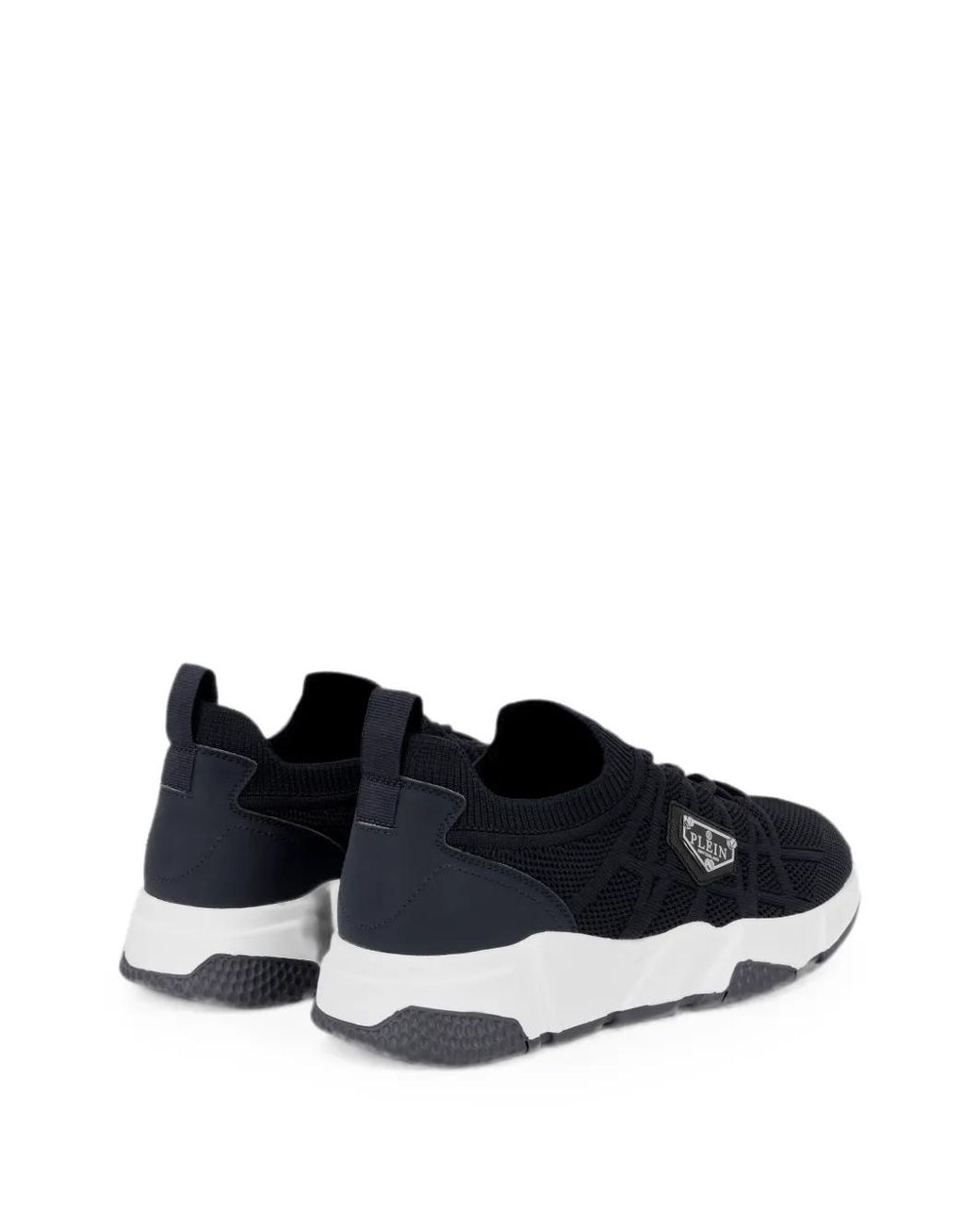 Philipp Plein Black Runner Sock Triangle Placca Sneakers