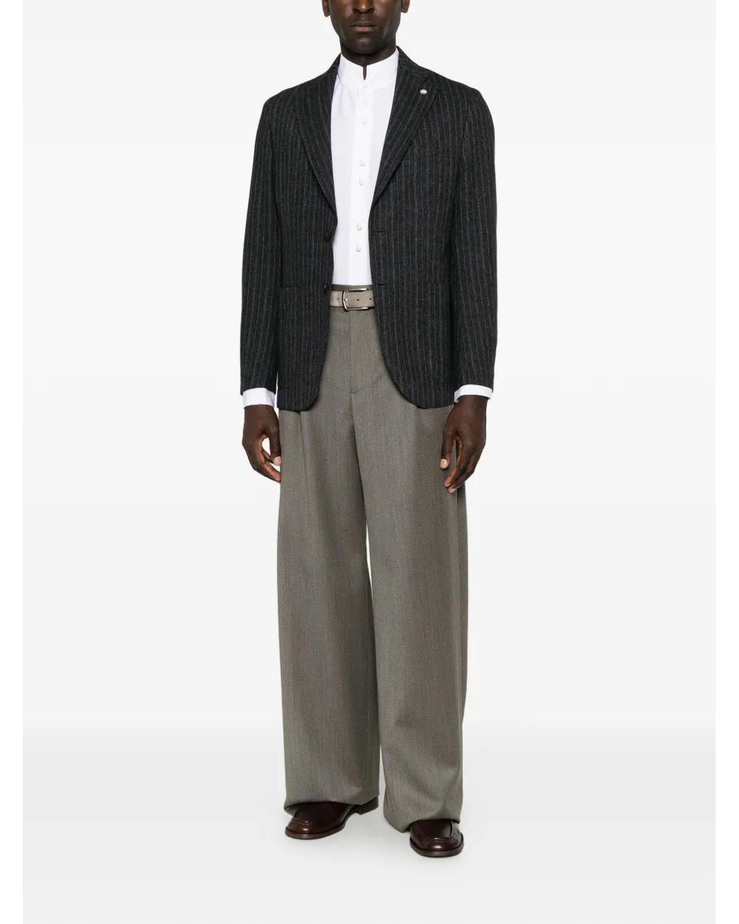 Emporio Armani Black Pleated Trousers for men