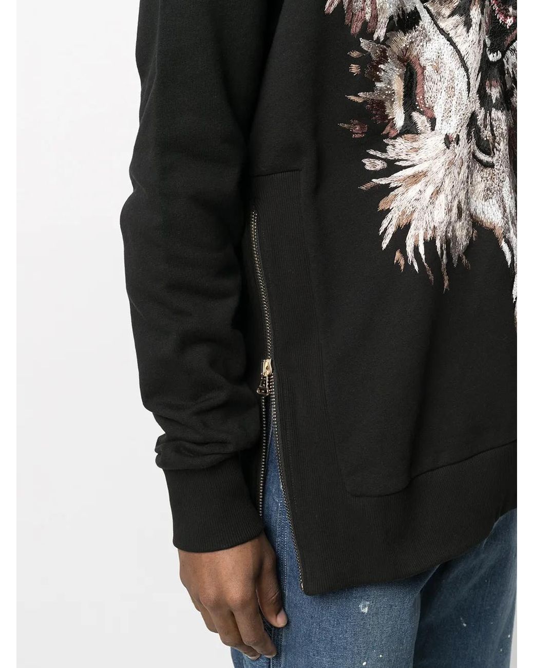 Ih Nom Uh Nit Black Embroidered Side-Zip Sweatshirt for men
