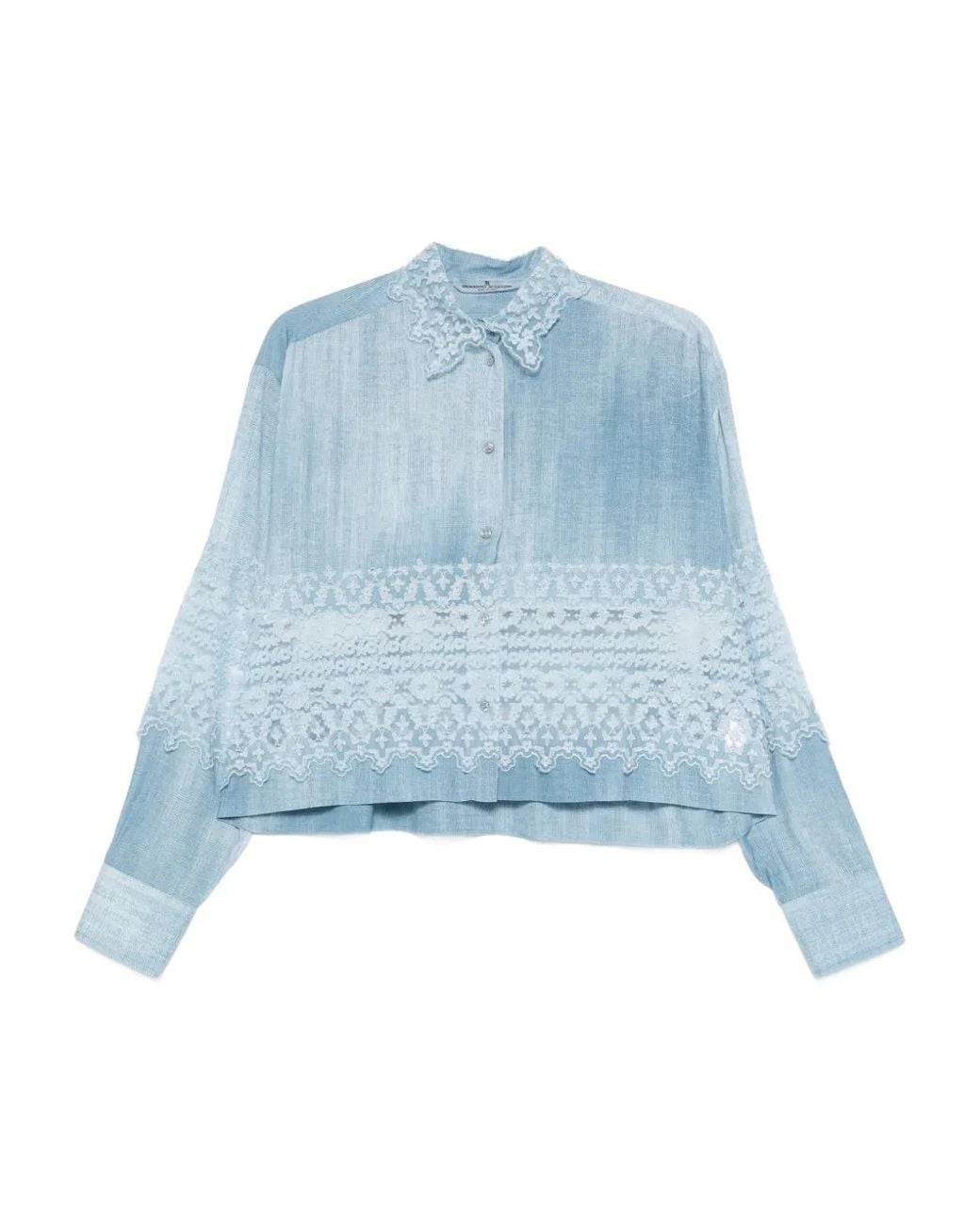 Ermanno Scervino Blue Embroidered Shirt