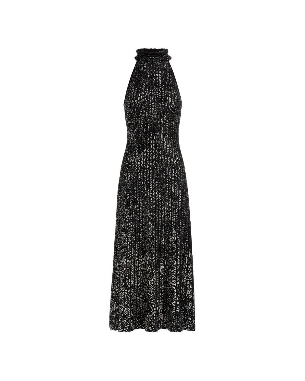 Elie Saab Black Irregular-Dot Halter-Neck Midi Dress