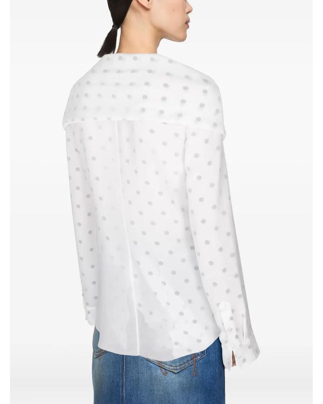 Acne White Layered Tie-Neck Blouse