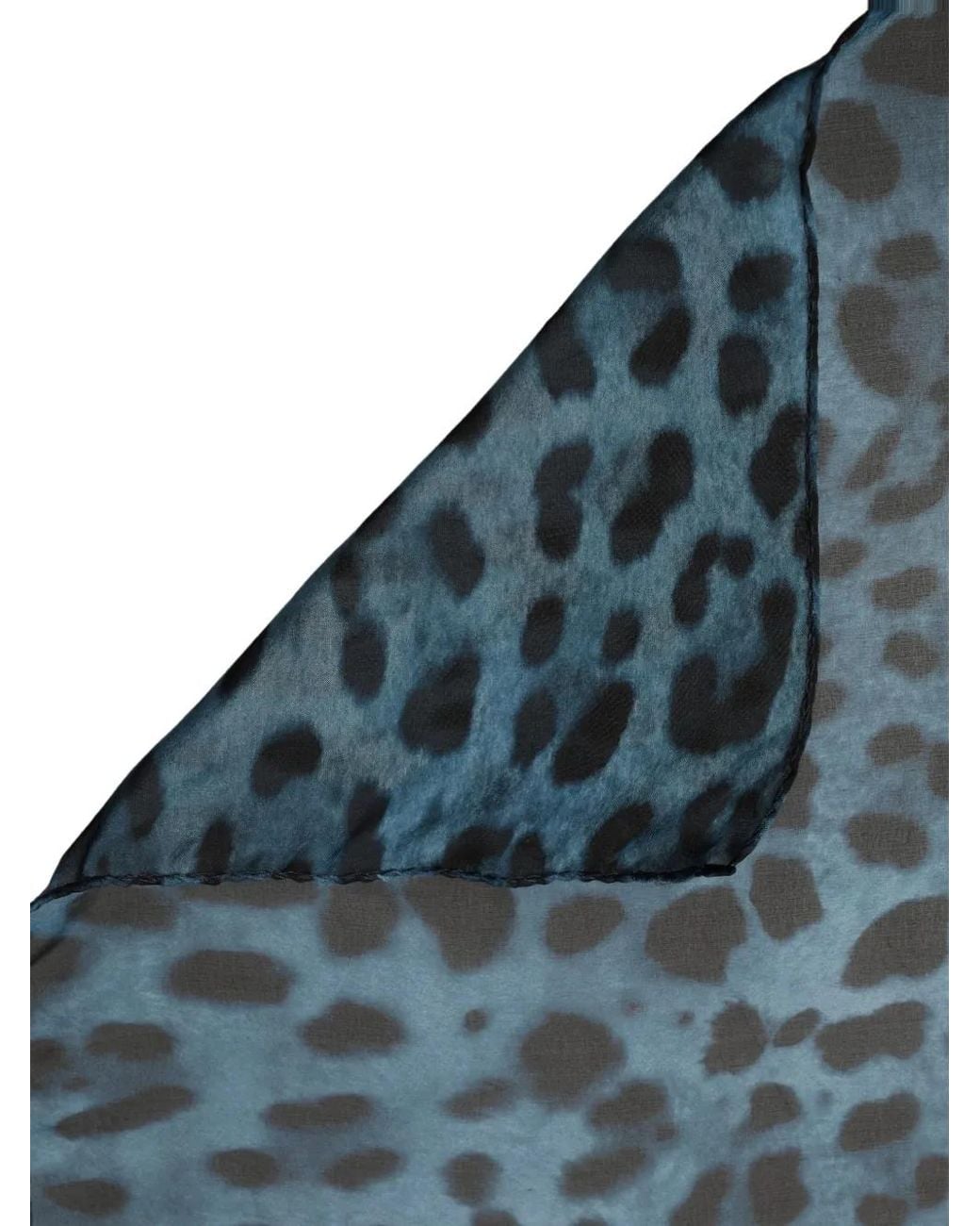 Dolce & Gabbana Leopard-Print Silk Scarf in Blue | Lyst