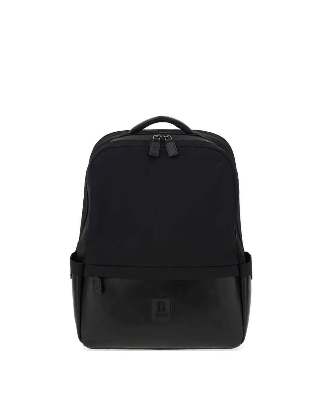 Boggi Black Logo-Patch Backpack for men