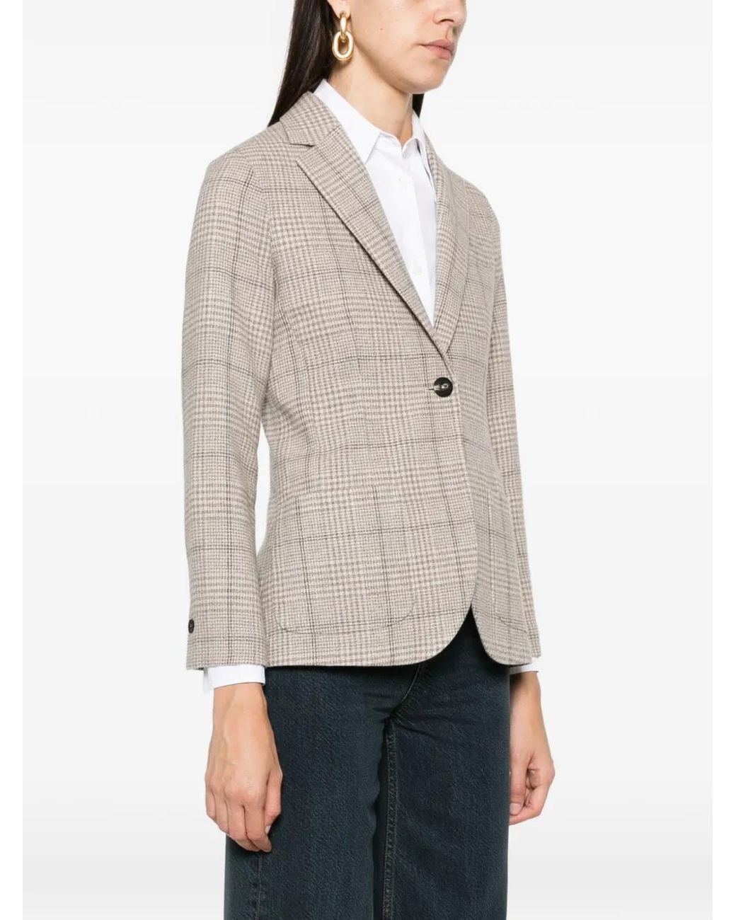 Circolo 1901 Natural Check-Pattern Wool Blazer