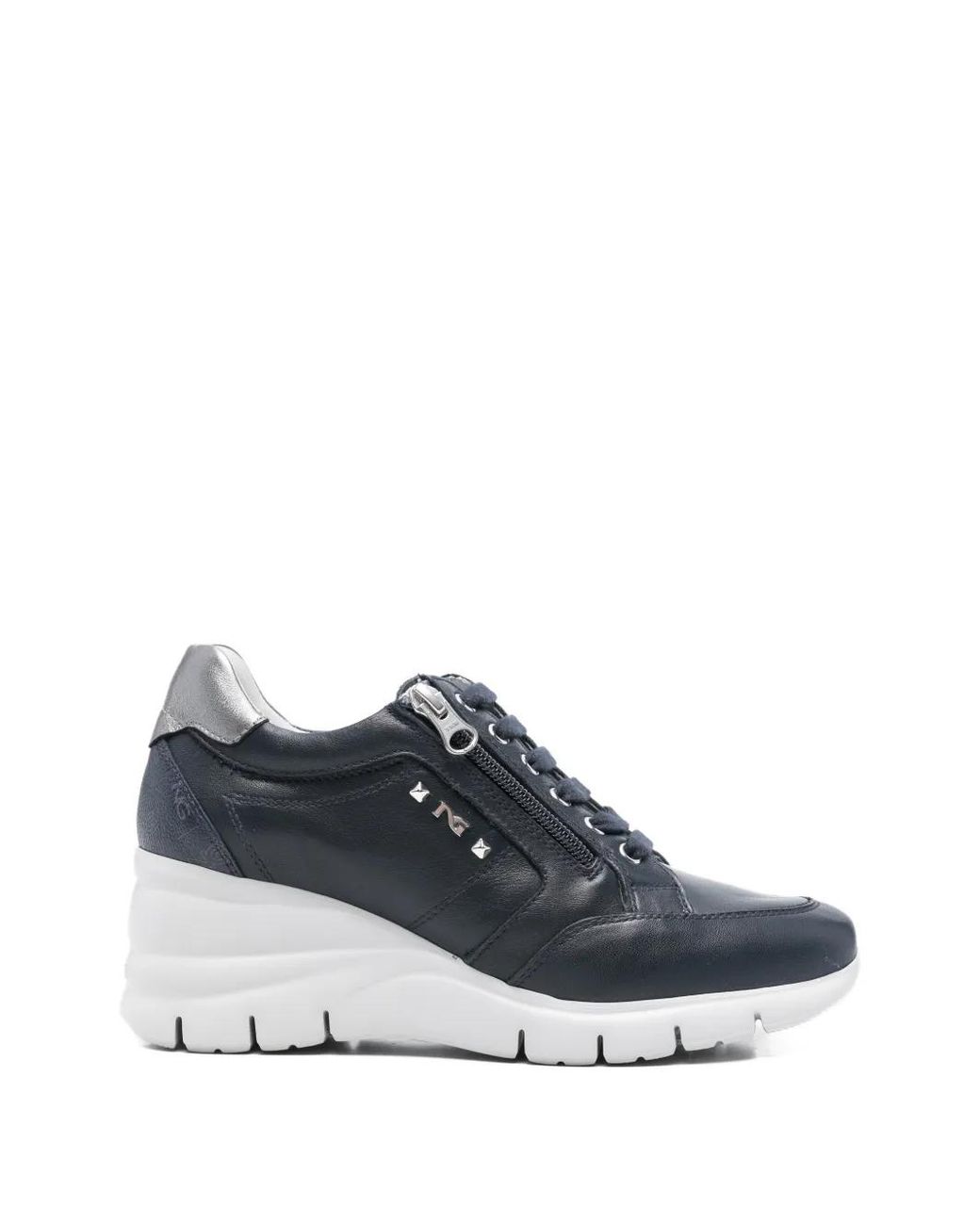 Nero Giardini Blue Zip Leather Sneakers