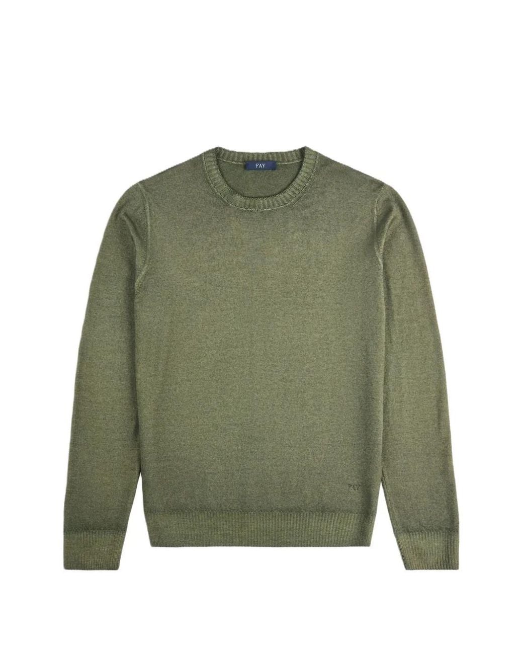 Fay Green Embroidered-Logo Crew-Neck Sweater for men