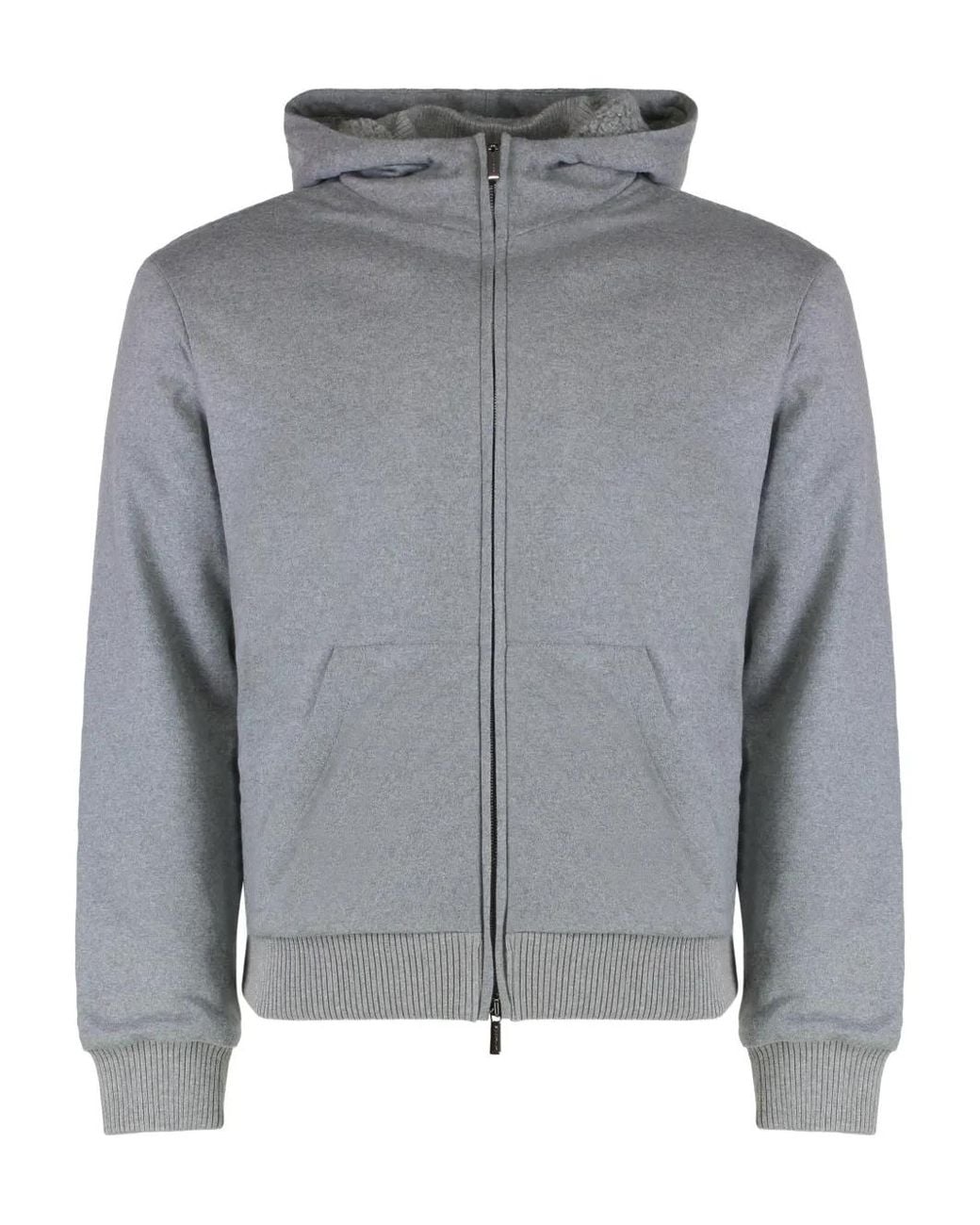 Moorer Gray Ryan-Jt Zip-Up Hoodie for men