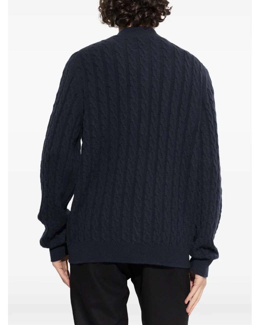 Kiton Blue Cable-Knit Zip-Up Cardigan for men
