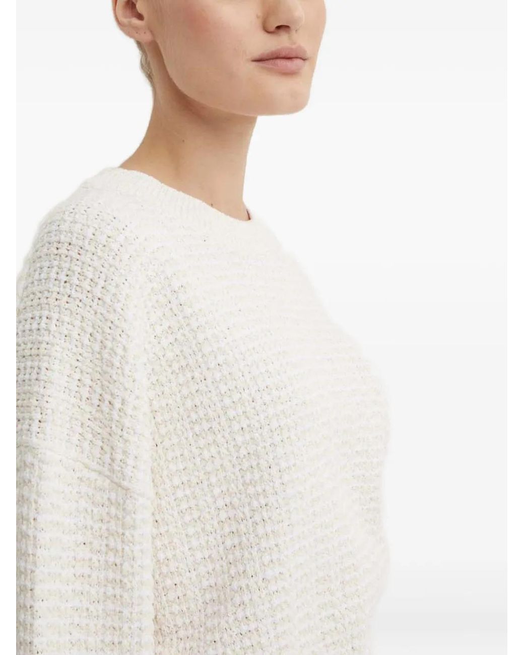 A.L.C. White Textured Round-Neck Sweater