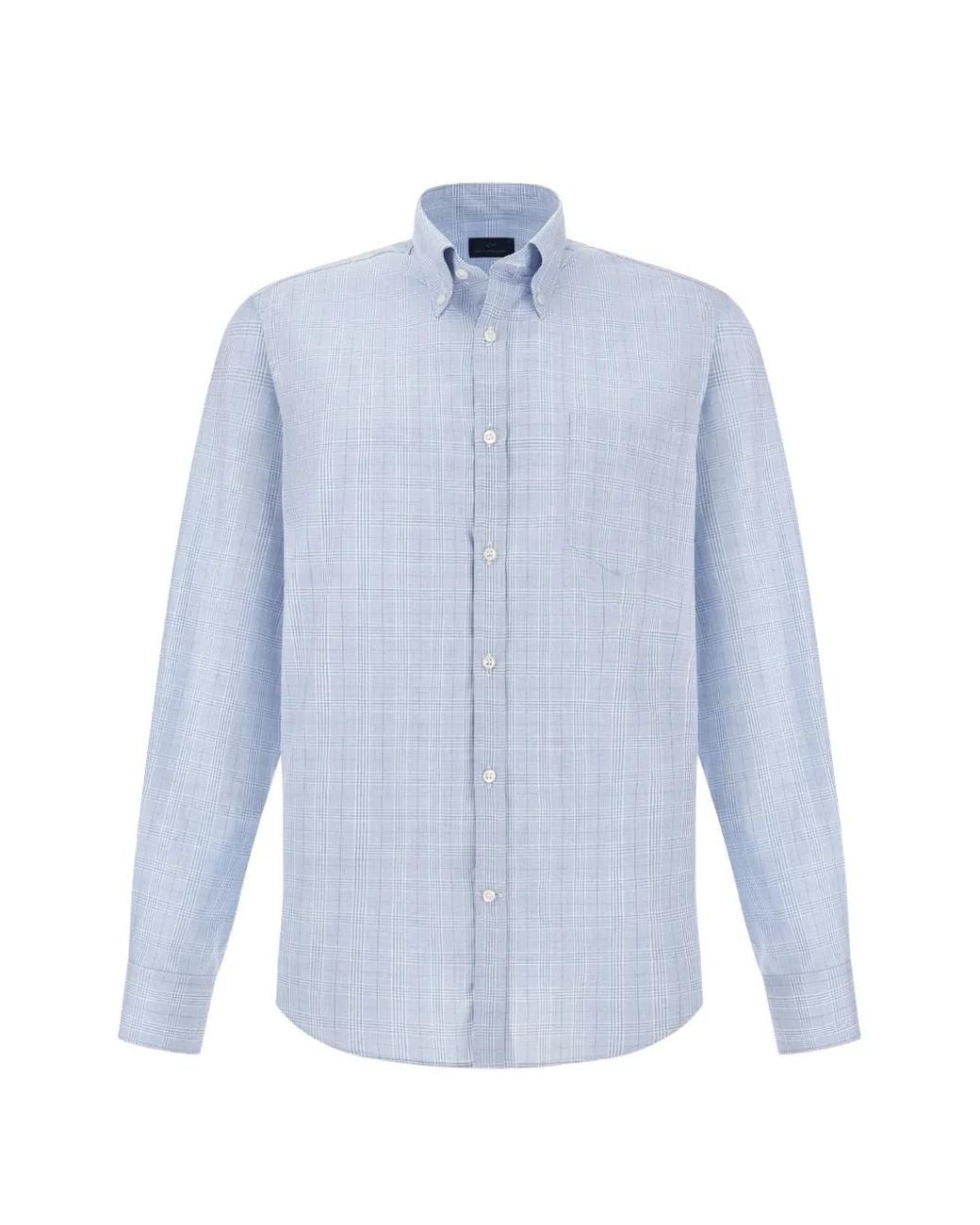 Paul & Shark Blue Prince Of Wales Cotton Shirt for men