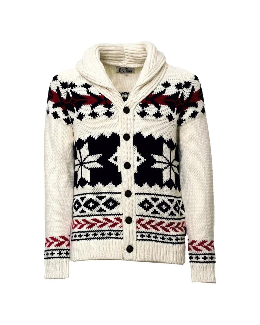 Mc2 Saint Barth White Archer Cream Cardigan for men