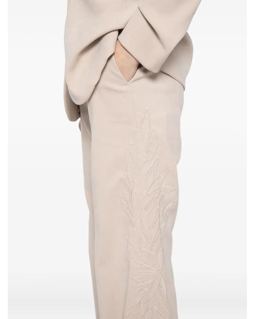 Saiid Kobeisy White Embroidered Flared Trousers