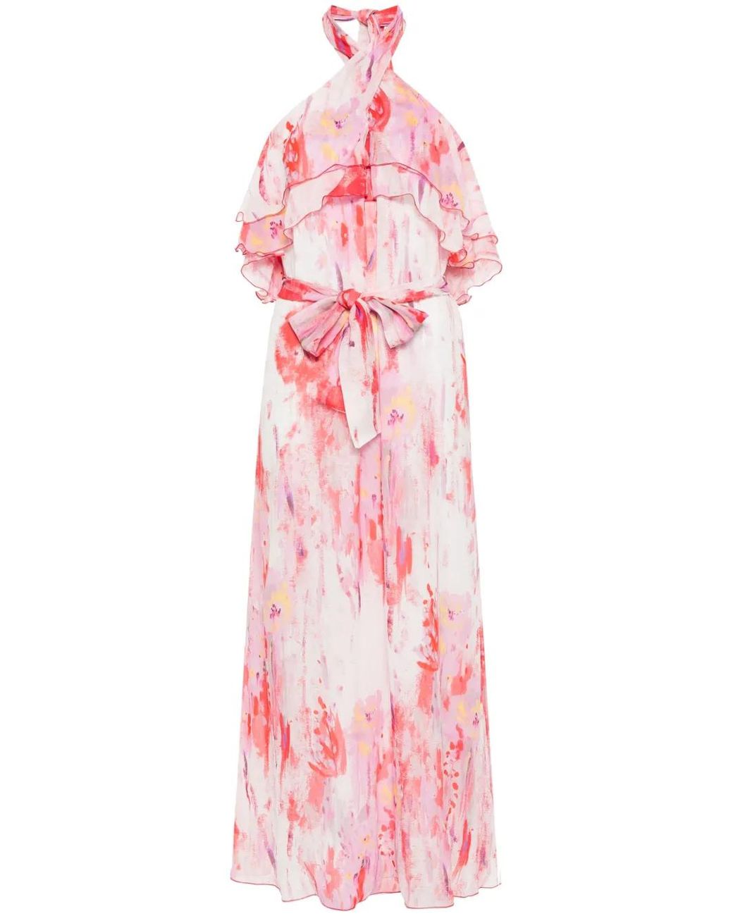 MSGM Pink Floral-Print Maxi Dress