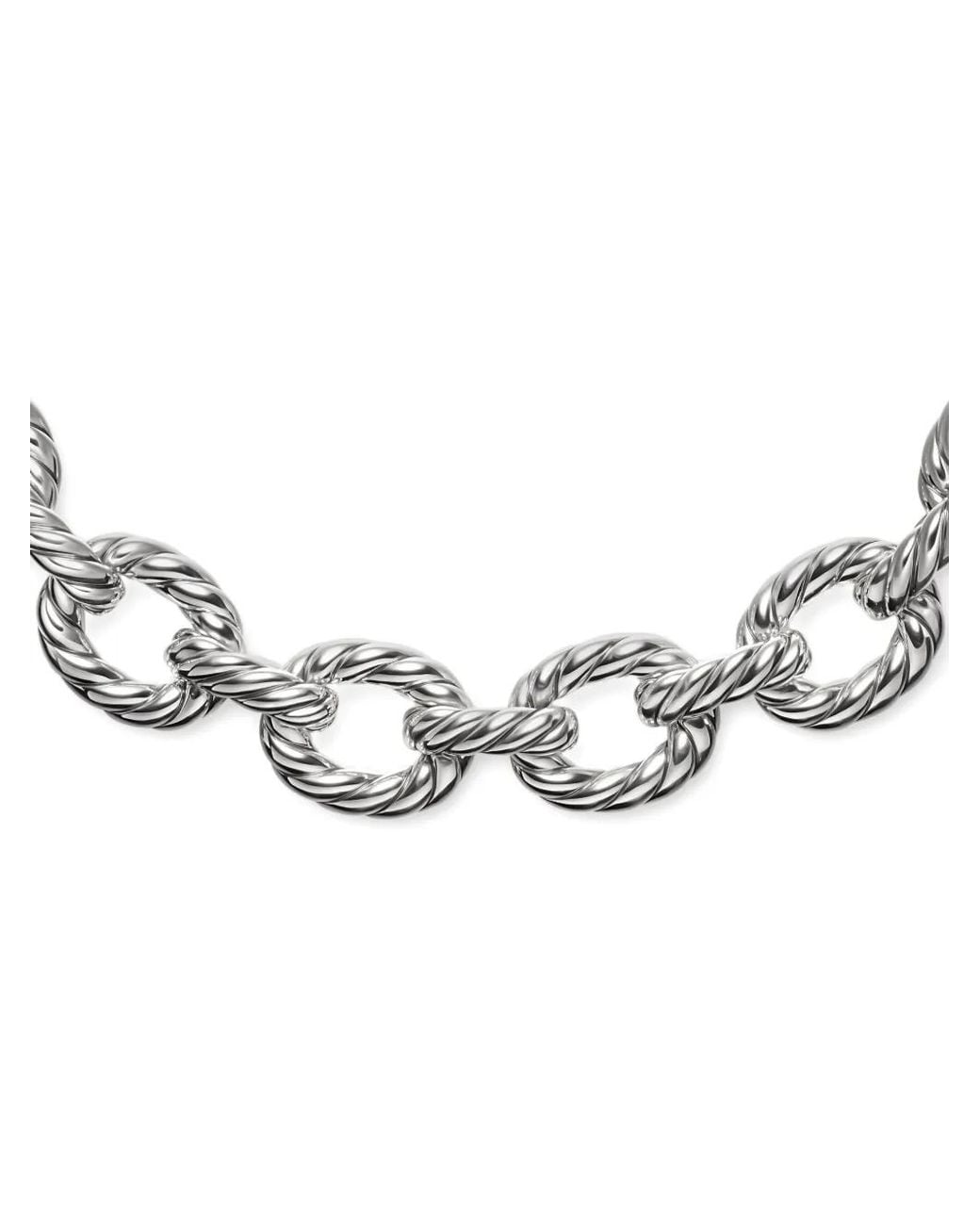 David Yurman White Sterling Oval-Link Necklace