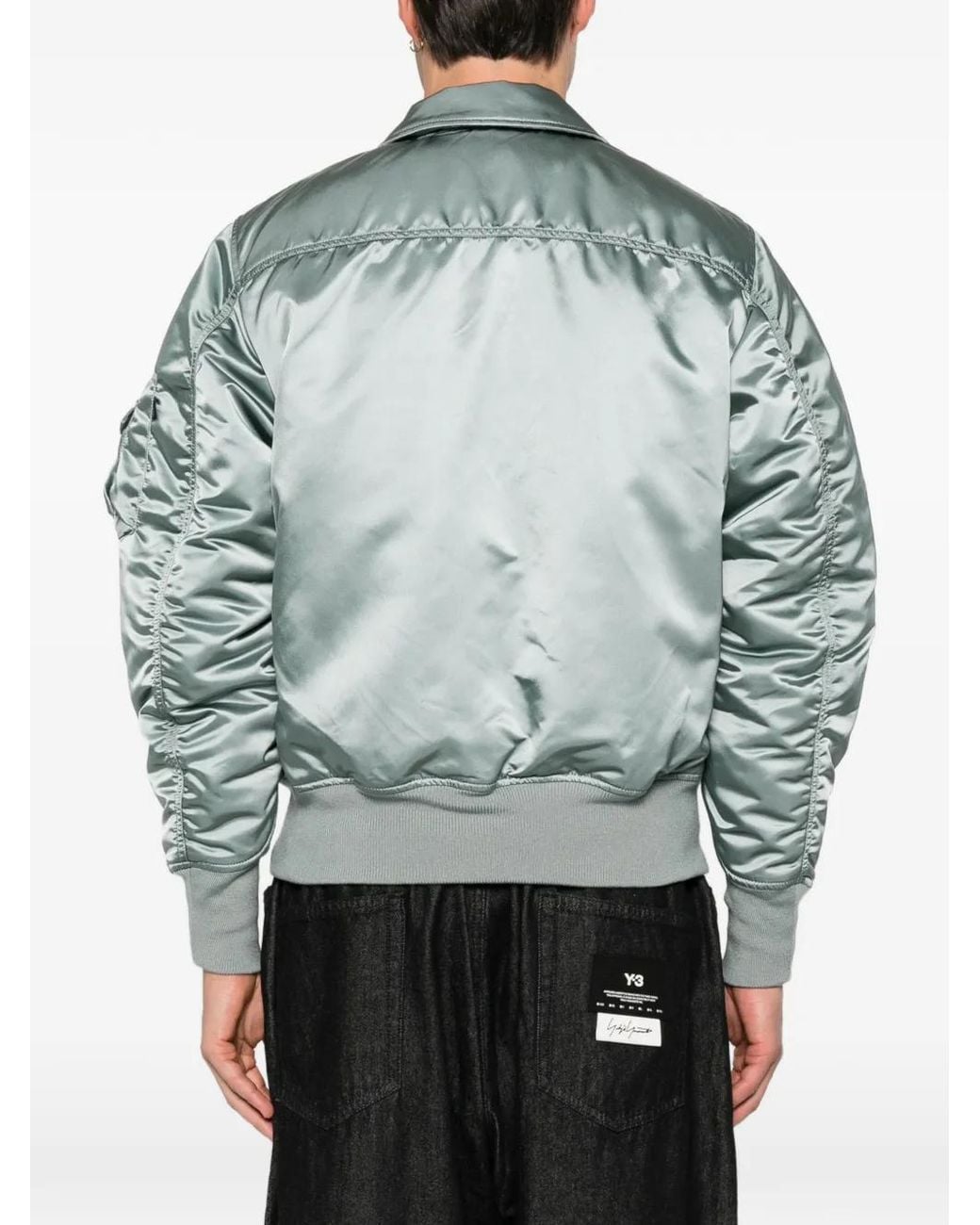 Alpha Industries Gray Logo-Patch Bomber Jacket for men