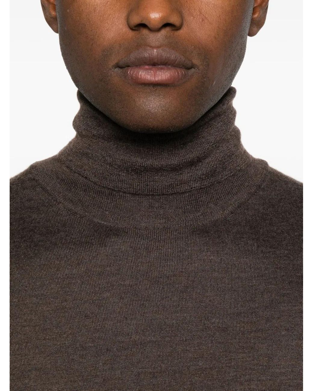 Brunello Cucinelli Brown Roll-Neck Sweater for men