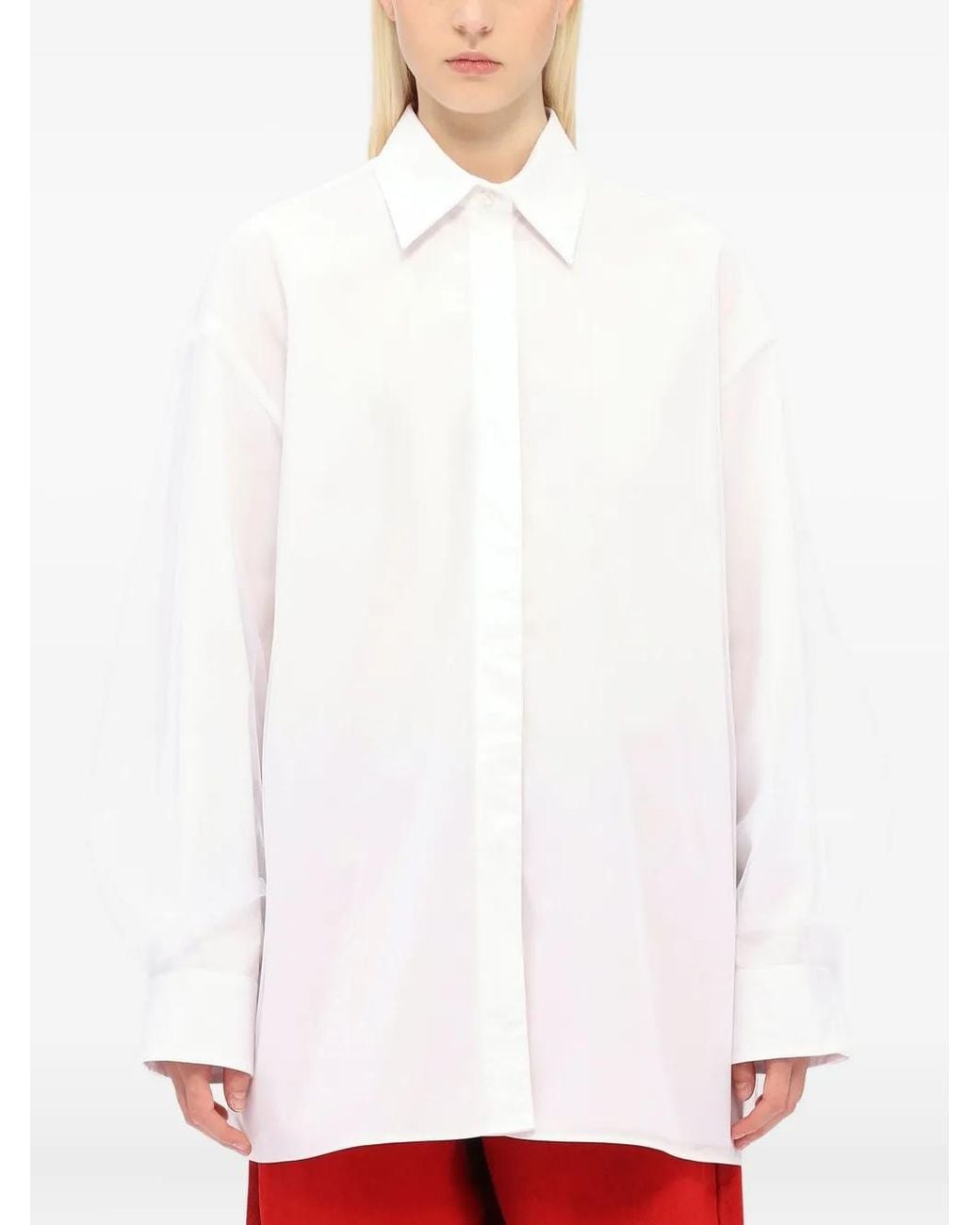 MSGM White Balloon-Sleeve Shirt