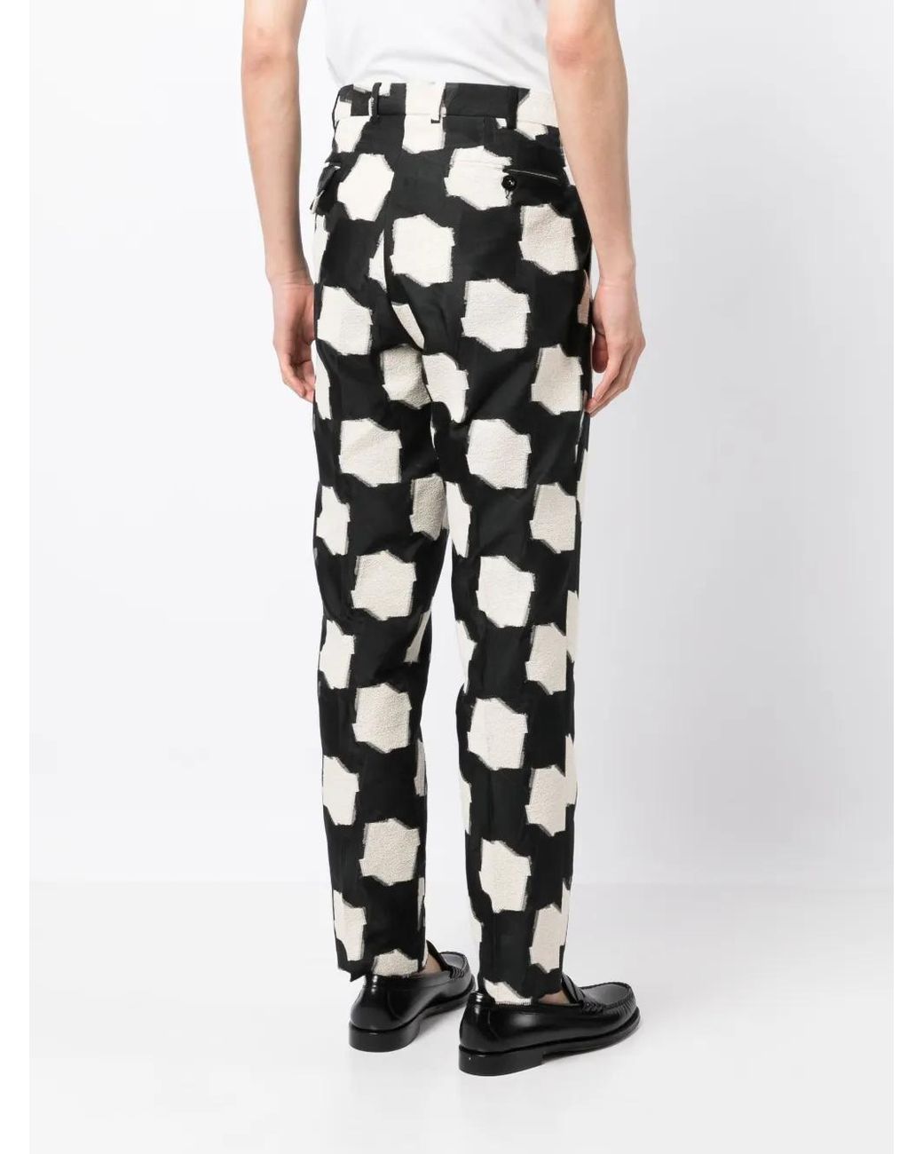 4SDESIGNS White Pleated Geometric-Print Trousers for men
