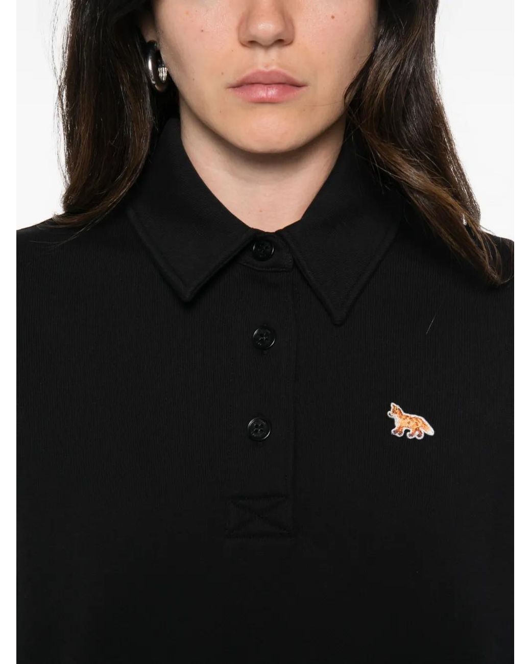 Maison Kitsuné Black Fox-Patch Polo Shirt