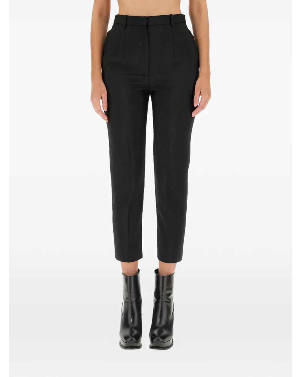 McQueen Black High-Rise Cigarette Trousers