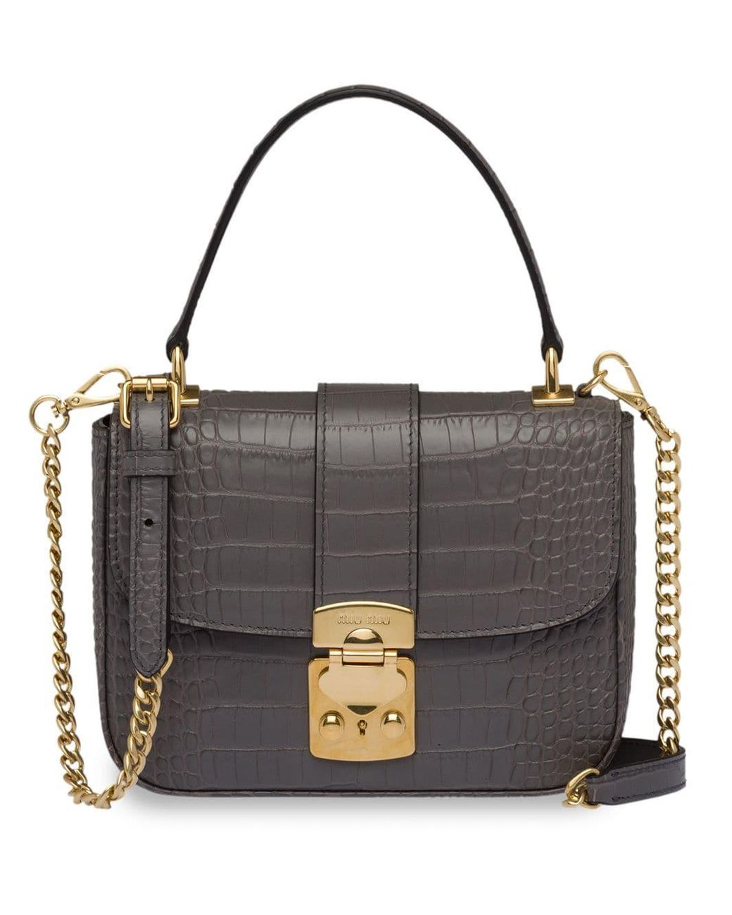 Miu Miu Crocodile Effect Bag in Gray Lyst