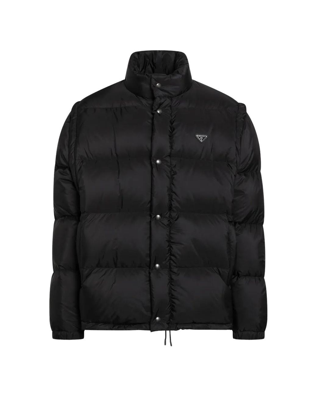 Prada Black Triangle Logo Convertible Down Jacket for men