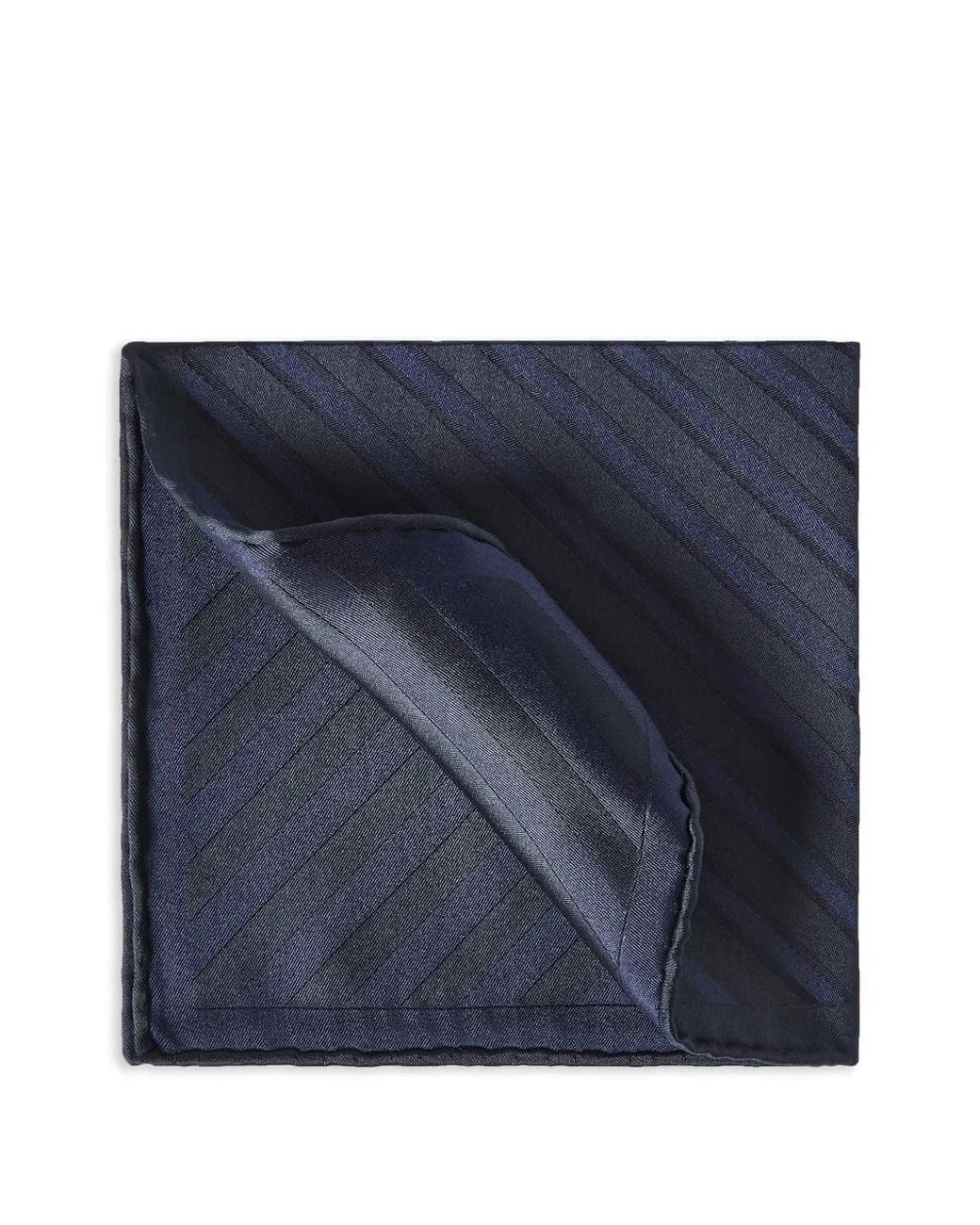 Brunello Cucinelli Blue Regimental-Stripe Silk Pocket Square for men