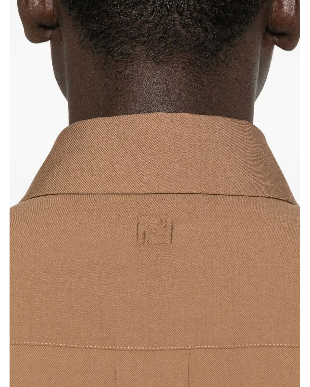 Fendi Brown Wool Gabardine Shirt for men