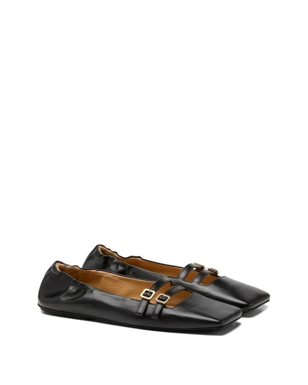 Marsèll White Buckle-Strap Ballet Flats