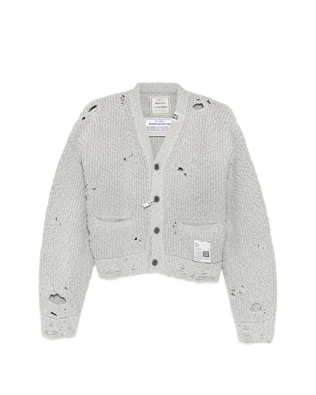 Maison Mihara Yasuhiro White Sun Faded Like Knit Cardigan